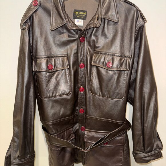 Men's XL Avirex The Cockpit Brown Leather Field Jacket Flight Bomber USA Made - Picture 1 of 8